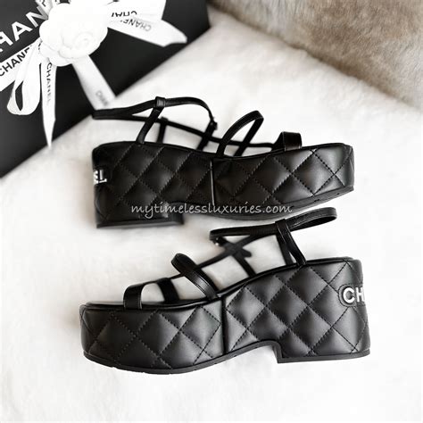 chanel rooe sandals|chanel quilted platform sandals.